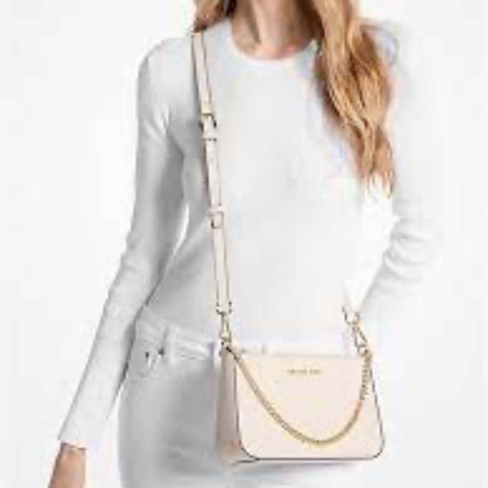Brand New - Michael Kors Jet Set Crossbody Purse Bag - Saffiano Buff (Beige)